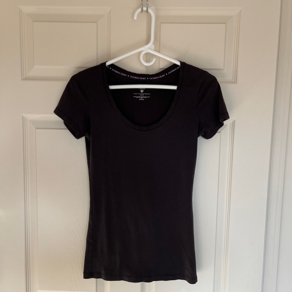 Victoria’s Secret cotton lingerie black scoop neck short sleeve shirt small